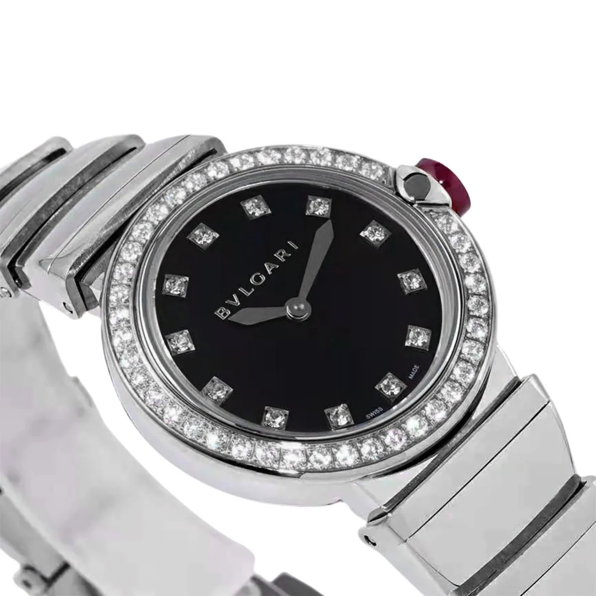 Lvcea schwarzes Zifferblatt in Stahl mit Diamantlünette – Bild 2