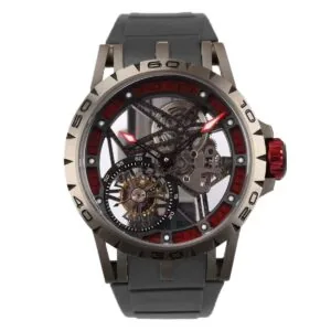 Excalibur Spider Skeleton Flying Tourbillon mit schwarzem Kautschukarmband