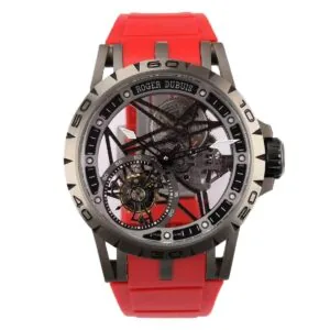Excalibur Spider Skeleton Flying Tourbillon mit rotem Kautschukarmband