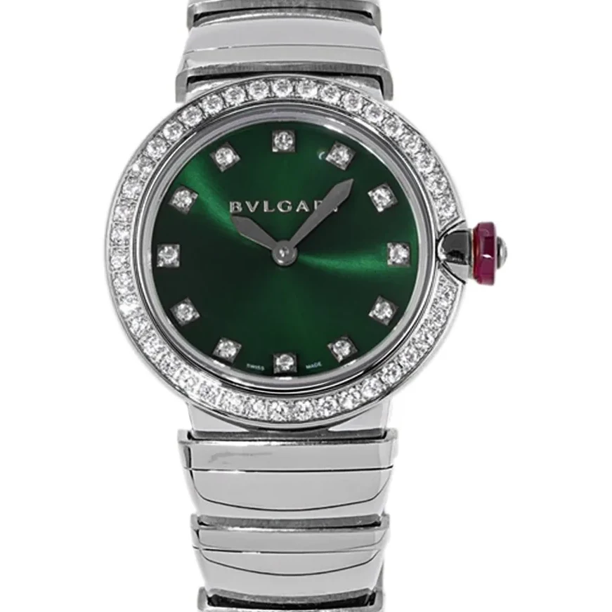 Lvcea Emerald Green Dial in Steel with Diamond Bezel