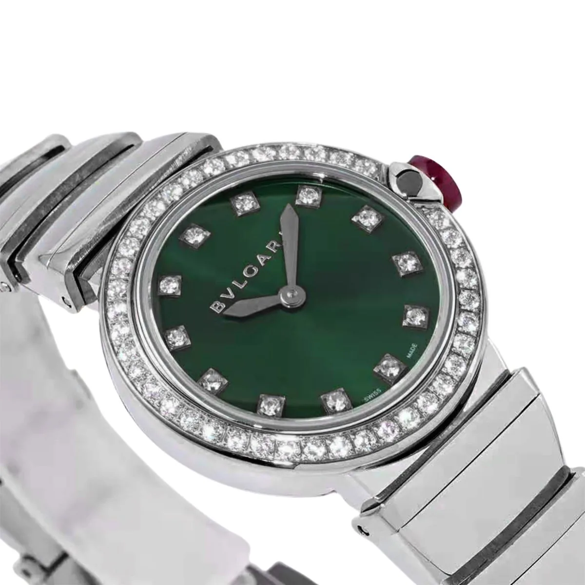 Lvcea smaragdgrünes Zifferblatt in Stahl mit Diamantlünette – Bild 2