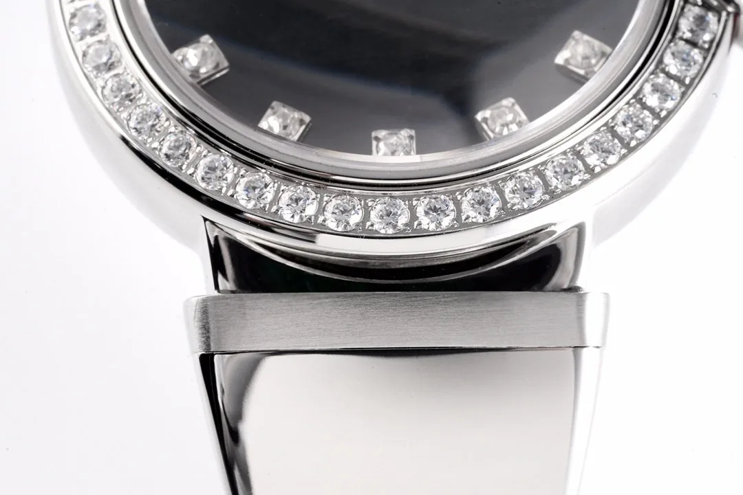 Lvcea schwarzes Zifferblatt in Stahl mit Diamantlünette – Bild 5