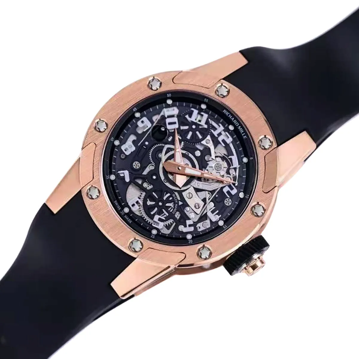RM063-01 Automatic Winding Dizzy Hands in Red Gold/Titanium on Black Rubber Strap - Image 2