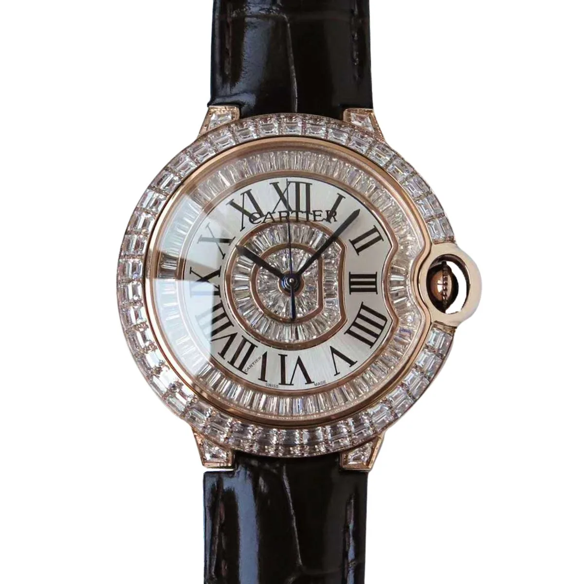 Ballon Bleu de Cartier 42mm quadrante bianco con diamanti in oro rosa
