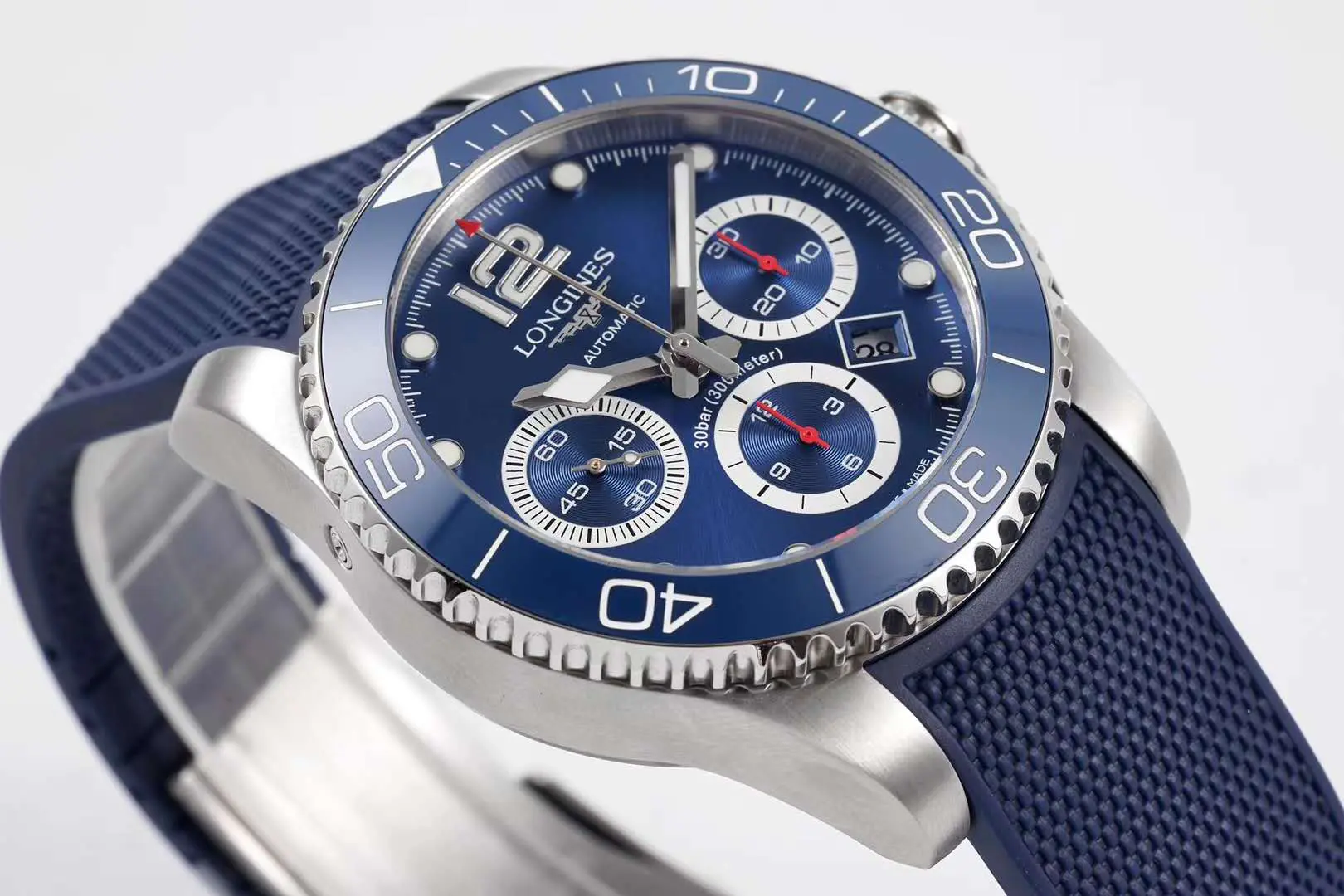 Hydroconquest quadrante blu su cinturino in gomma - immagine 4