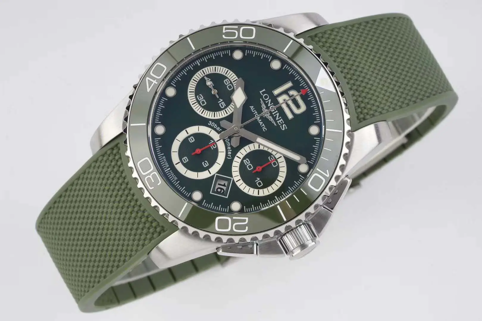 Hydroconquest quadrante verde su cinturino in gomma - immagine 2