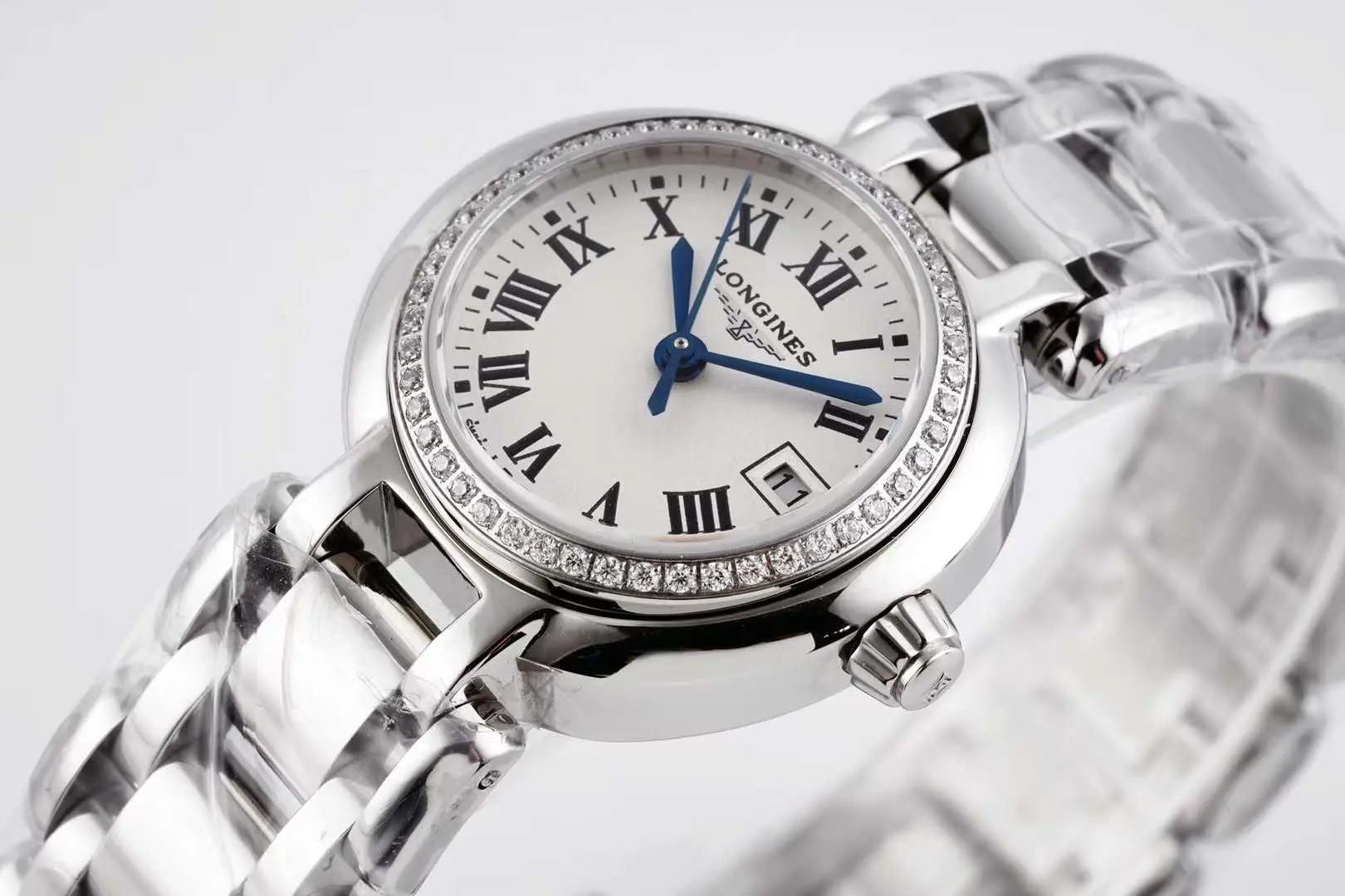 Primaluna White Dial with Roman Markers and Diamond Bezel - Image 2