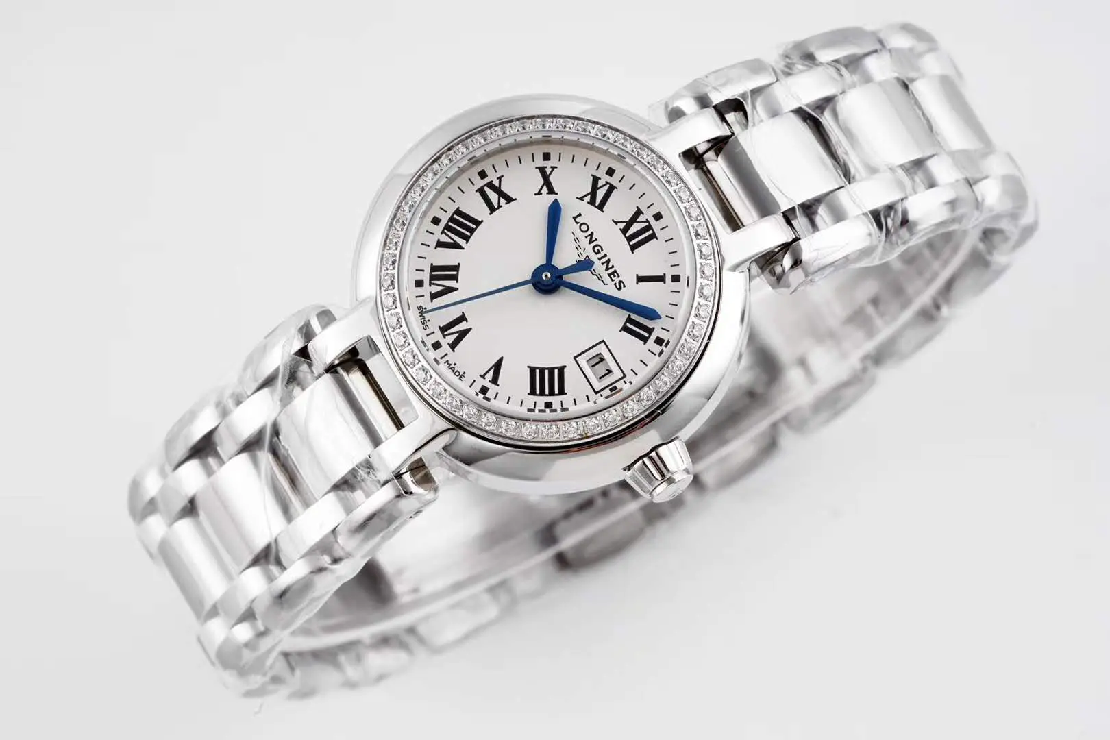 Primaluna White Dial with Roman Markers and Diamond Bezel - Image 3