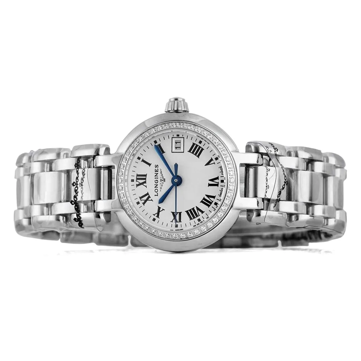 Primaluna White Dial with Roman Markers and Diamond Bezel - Image 5