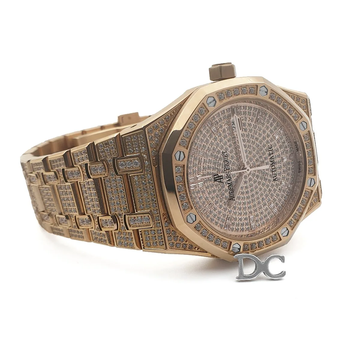 Royal Oak 41mm 15402OR entièrement pavée de diamants en or rose sur bracelet – Image 2
