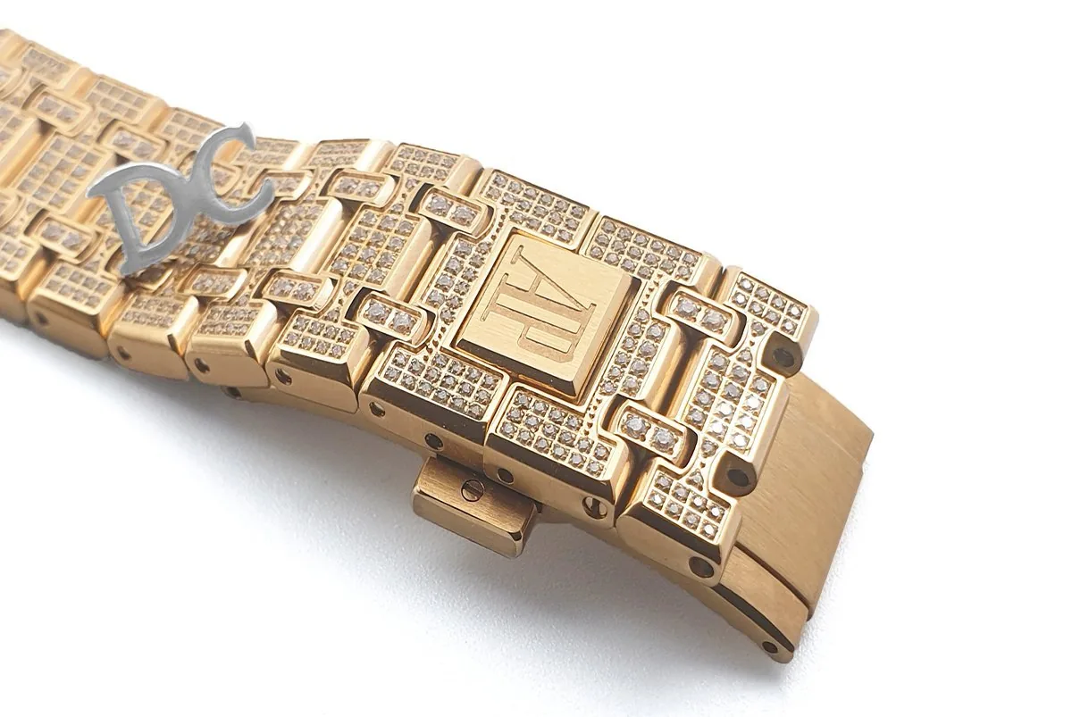 Royal Oak 41mm 15402OR entièrement pavée de diamants en or rose sur bracelet – Image 6