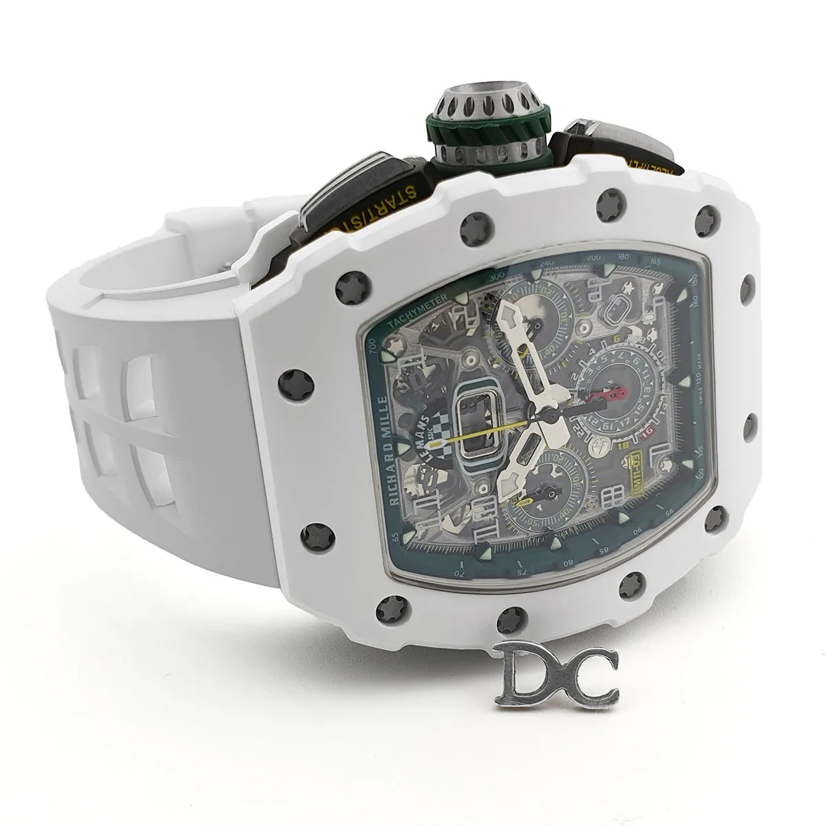 RM 011 Saint Tropez Polo Club céramique ATZ blanche et titane sur bracelet en caoutchouc blanc – Image 3