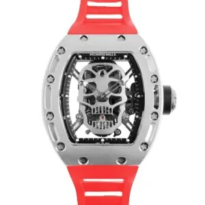 RM 052-01 Tourbillon Skull in Titan am roten Kautschukarmband