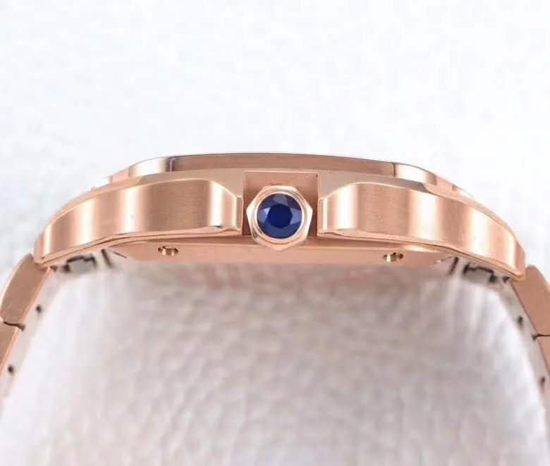 Santos de Cartier weißes Zifferblatt mit Diamantlünette in Roségold – Bild 9