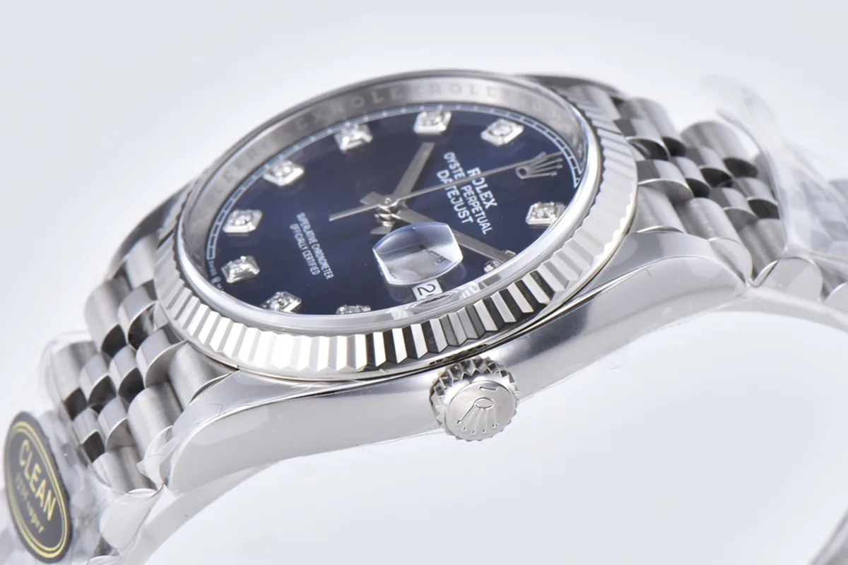Datejust 36 126234 leuchtend blaues Zifferblatt mit Diamantindizes in Stahl am Jubilé-Armband – Bild 7