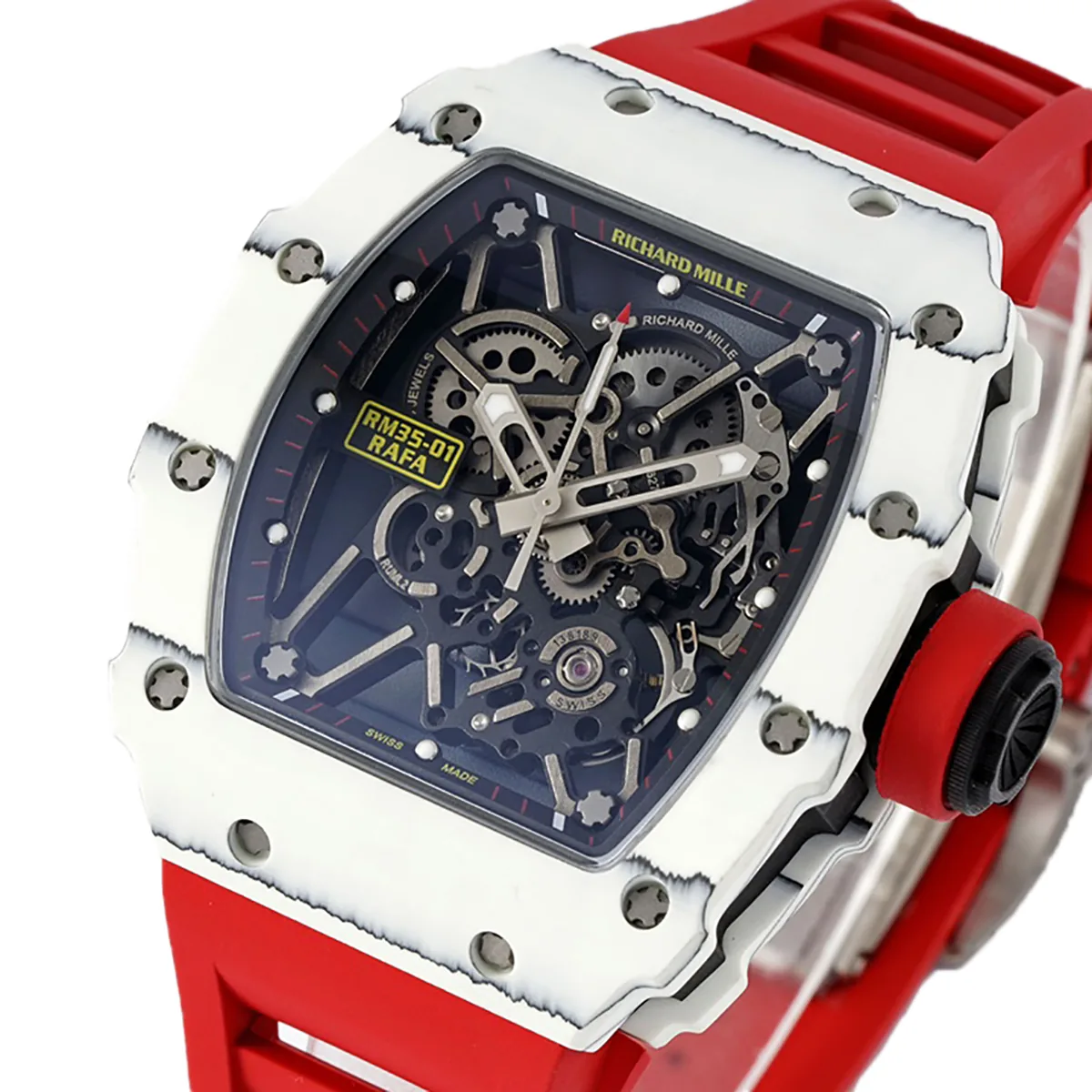 RM 035-01 Rafael Nadal NTPT bianco su cinturino in gomma rosso (Sonic) - immagine 3