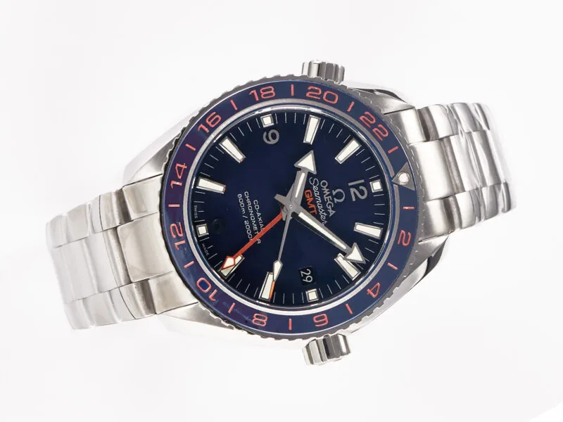 Planet Ocean 600M Co-Axial GMT 43.5mm VSF 1:1 Best Edition esfera azul bisel de cerámica azul con brazalete SS A8605 Super Clone - Imagen 2