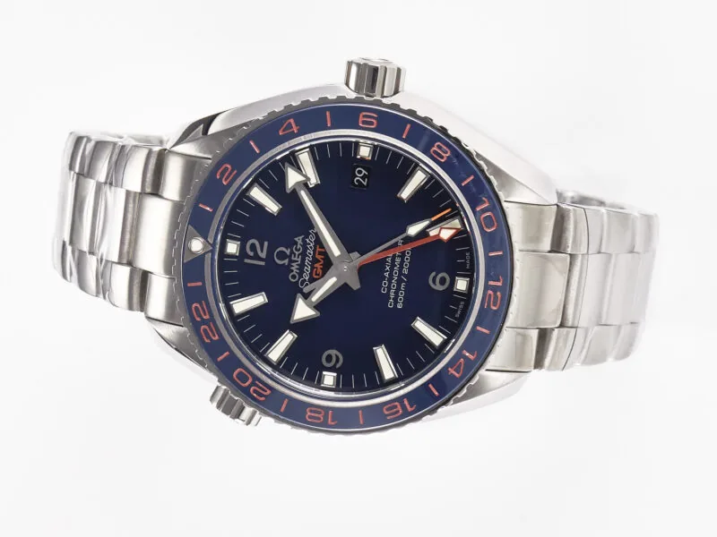 Planet Ocean 600M Co-Axial GMT 43.5mm VSF 1:1 Best Edition esfera azul bisel de cerámica azul con brazalete SS A8605 Super Clone - Imagen 3