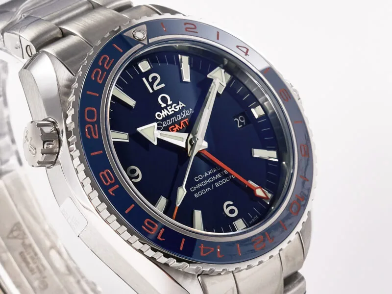 Planet Ocean 600M Co-Axial GMT 43.5mm VSF 1:1 Best Edition esfera azul bisel de cerámica azul con brazalete SS A8605 Super Clone - Imagen 5