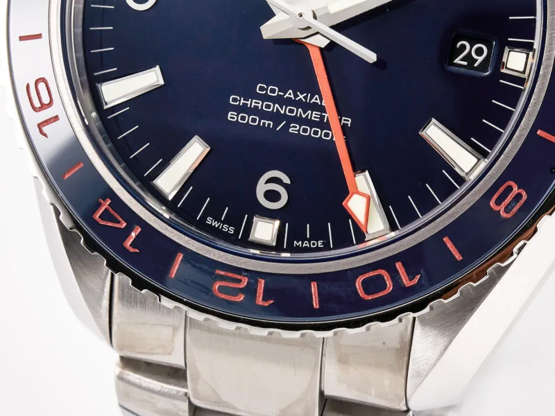 Planet Ocean 600M Co-Axial GMT 43.5mm VSF 1:1 Best Edition esfera azul bisel de cerámica azul con brazalete SS A8605 Super Clone - Imagen 9