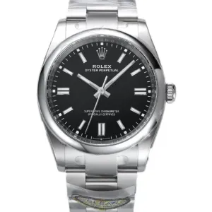 Clean Factory Rolex Oyster Perpetual 36mm Bright Black Dial 124300