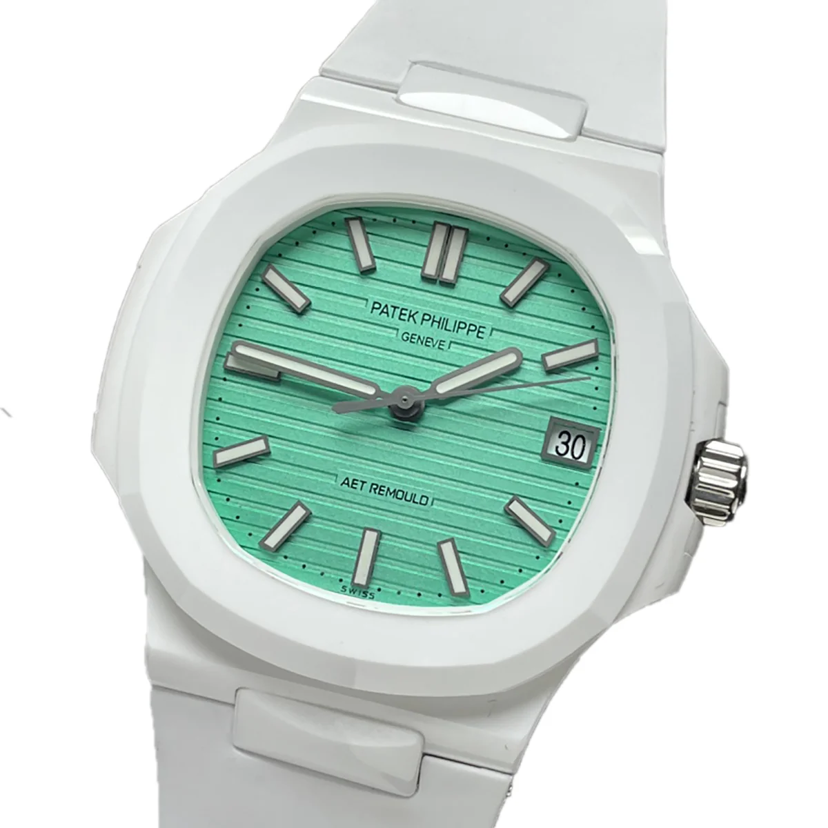 AET Nautilus 5711 Biscay Green Dial White Ceramic