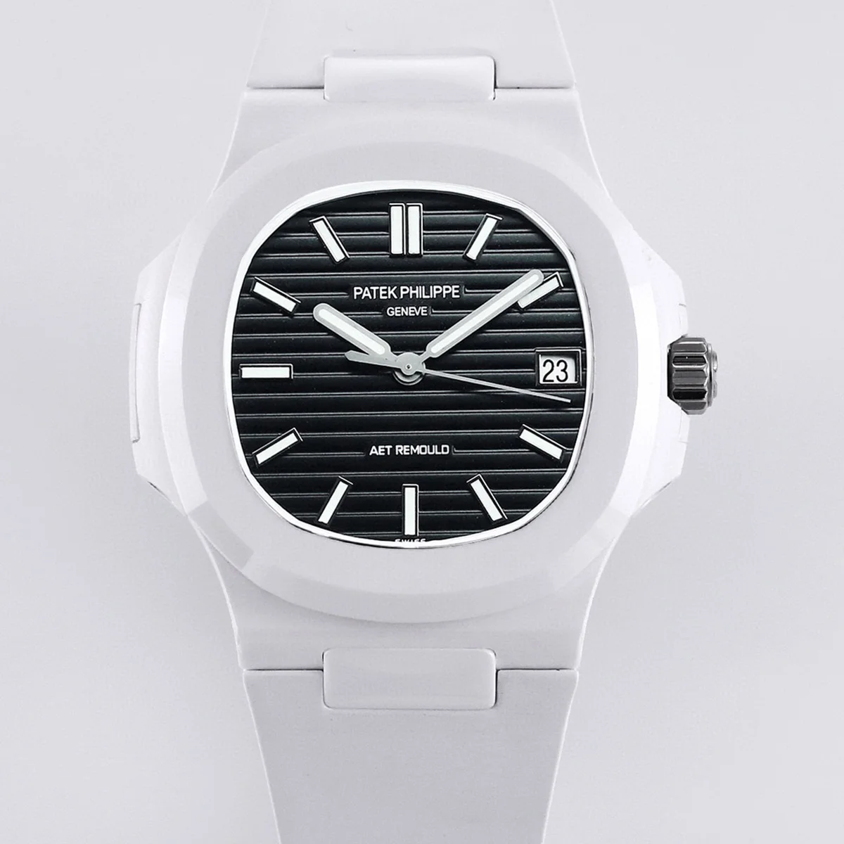 AET Nautilus 5711 Black Dial White Ceramic