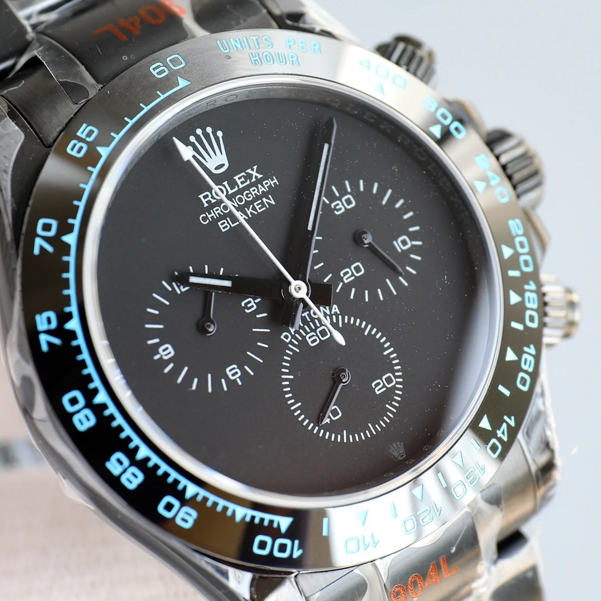 Blaken Daytona Matt Black with Blue Tachymeter
