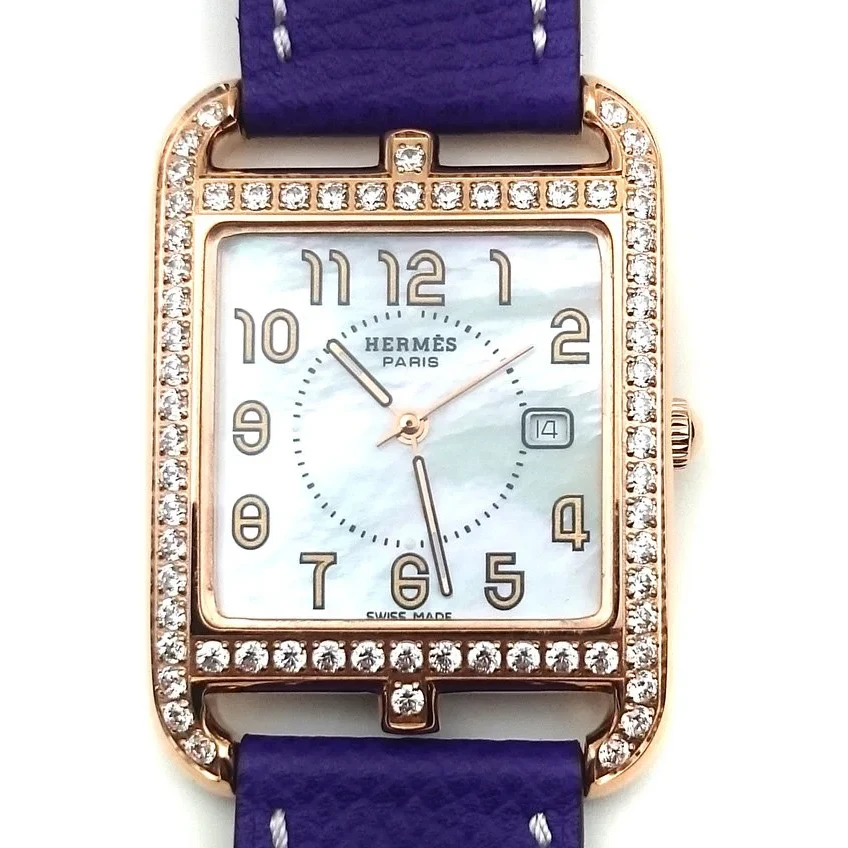 Cape Cod GM Quartz Rose Gold with Diamond Bezel on Purple Epsom Leather Strap