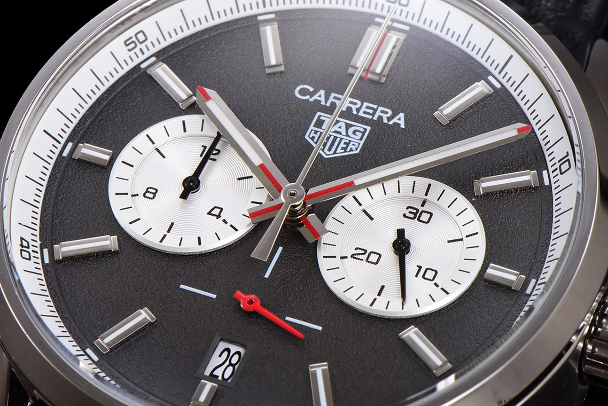 Carrera Chronograph 43 Grey Dial on Leather Strap