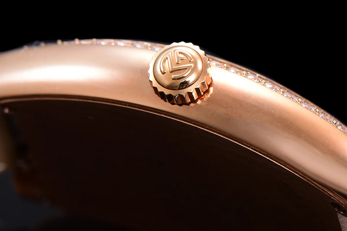 Cintree Curve MOP Dial in Rose Gold on Blue Leather Strap