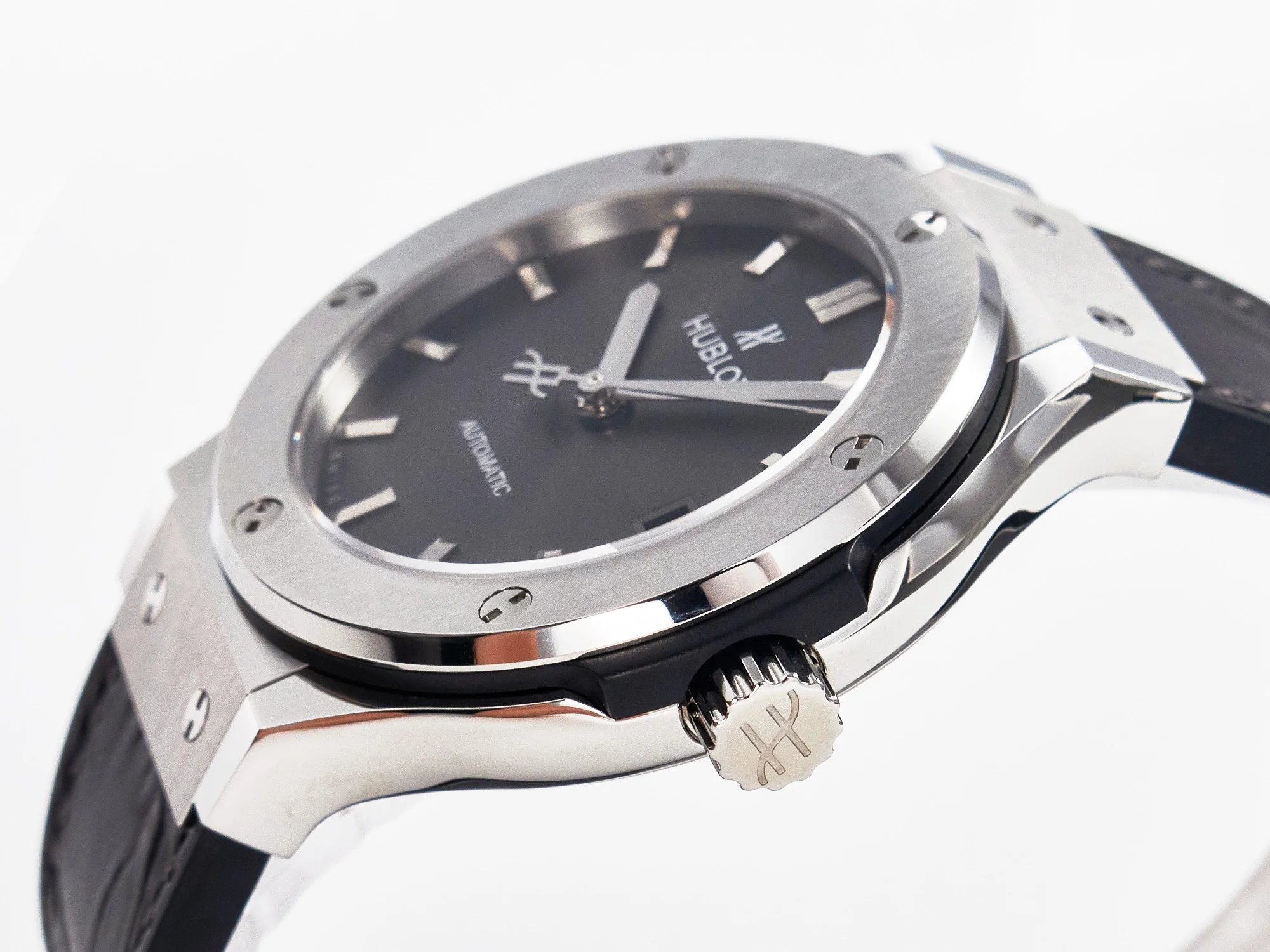Classic Fusion 38mm SS JJF 1:1 Best Edition Gray Dial on Black Gummy Leather Strap