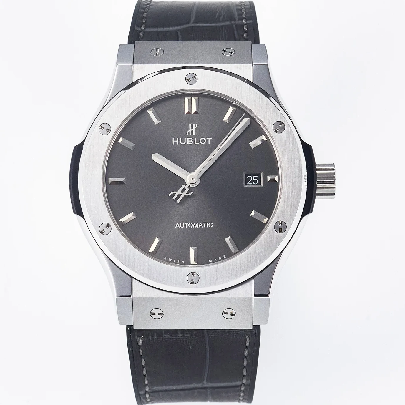 Classic Fusion 42mm SS JJF 1:1 Best Edition Gray Dial on Black Gummy Leather Strap