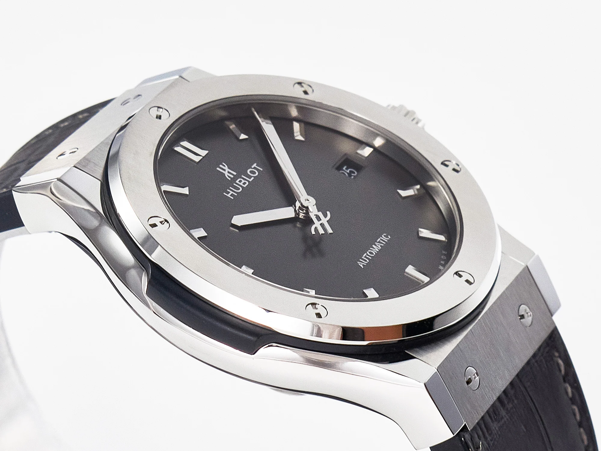 Classic Fusion 42mm SS JJF 1:1 Best Edition Gray Dial on Black Gummy Leather Strap