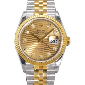 Datejust 36 126233 Golden Motif Dial with Stick Marker in Steel/Yellow Gold in Jubilee