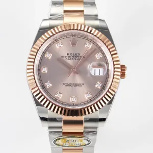 DateJust 41 126331 ARF 1:1 Best Edition 904L Steel RG Diamonds Dial on SS/RG Oyster Bracelet SH3235（Gain Weight）