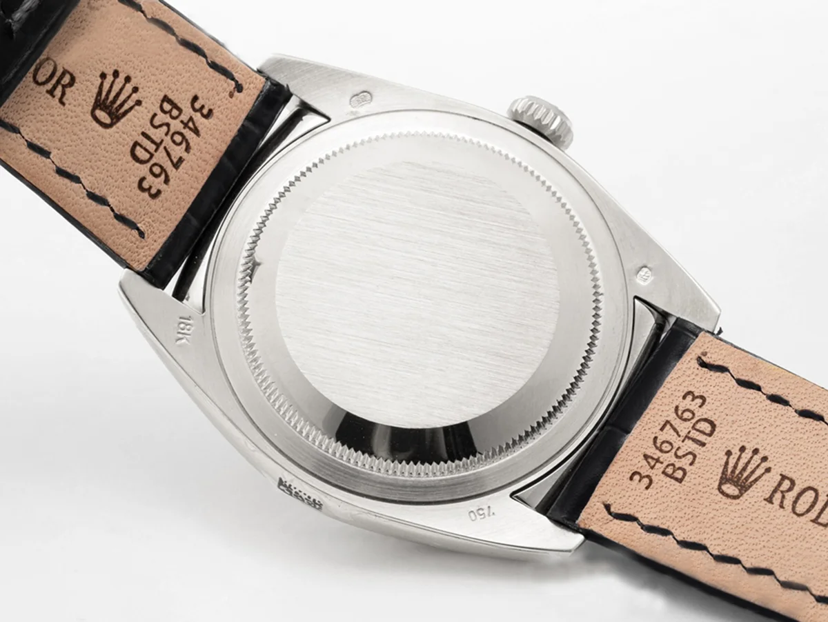 Day-Date 36 Blue Dial in White Gold on Leather Strap