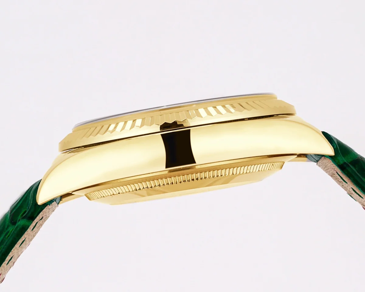 Day-Date 36 Green Dial in Yellow Gold on Leather Strap