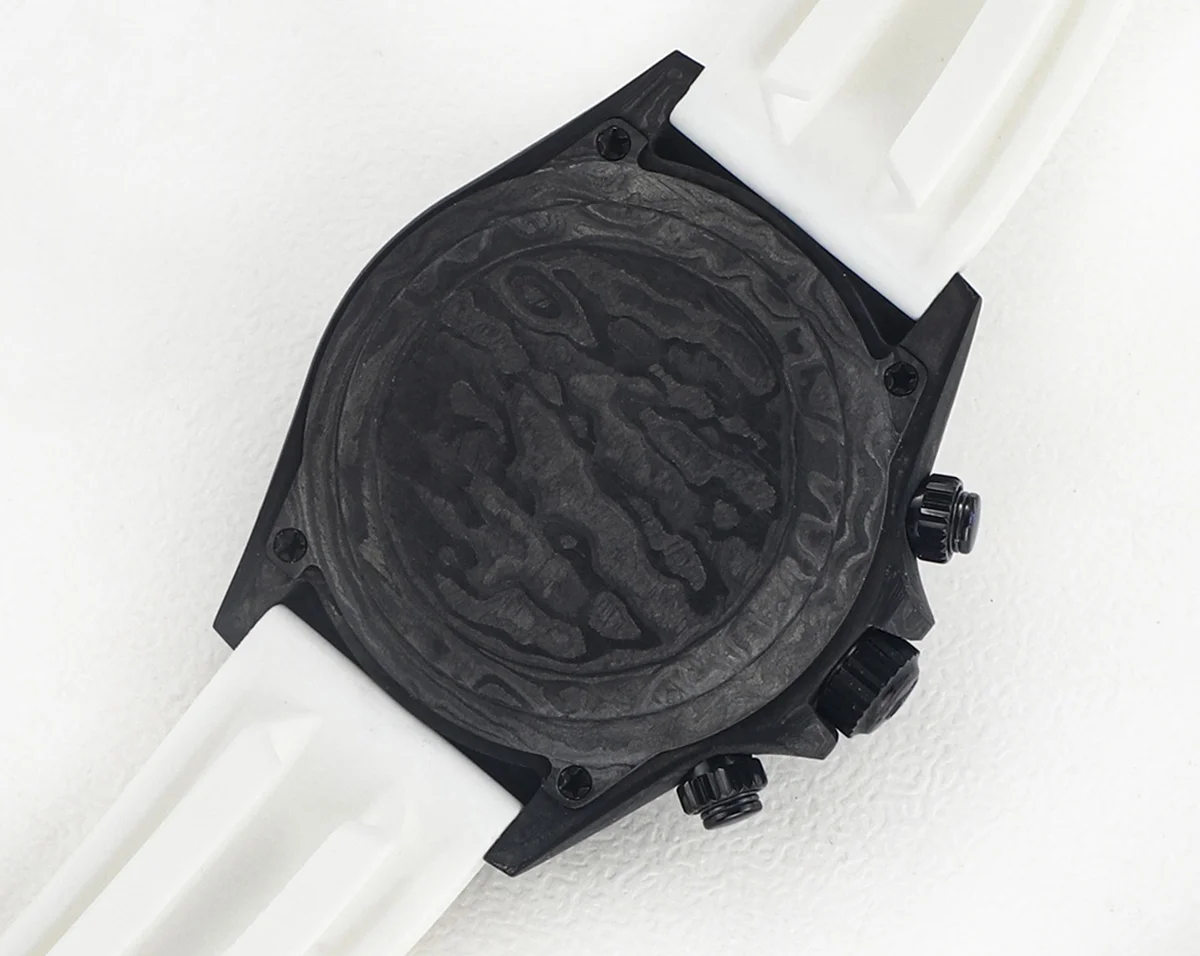 DIW Daytona Rainbow Black Carbon with White Rubber Strap