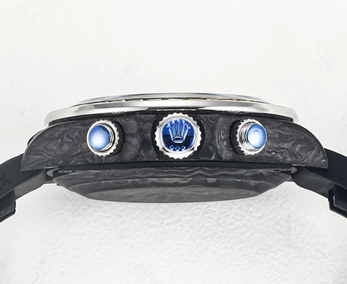 DIW Daytona Rainbow Blue Carbon in Black Rubber Strap