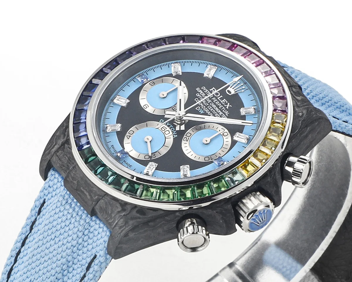 DIW Daytona Rainbow Blue Carbon in Blue Nylon Strap