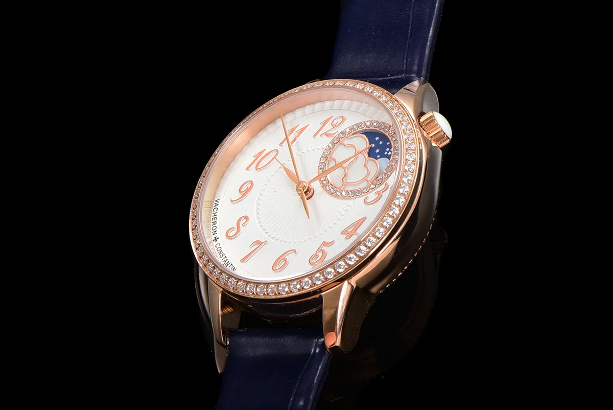 Egerie Moonphase Muse White Dial in Pink Gold