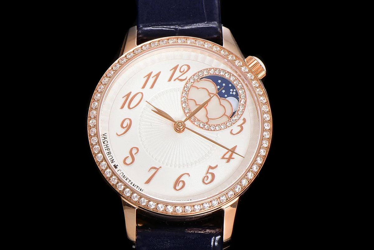 Egerie Moonphase Muse White Dial in Pink Gold