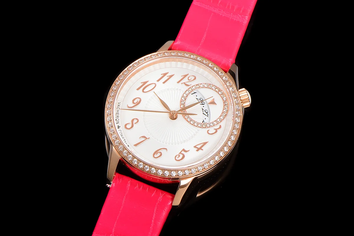 Egerie Muse White Dial in Pink Gold on Pink Leather