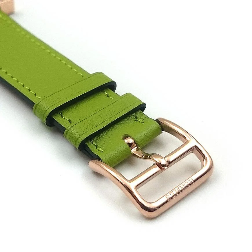 Heure H Rose Gold on Green Fjord Leather Strap