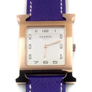 Heure H Rose Gold on Purple Epsom Leather Strap