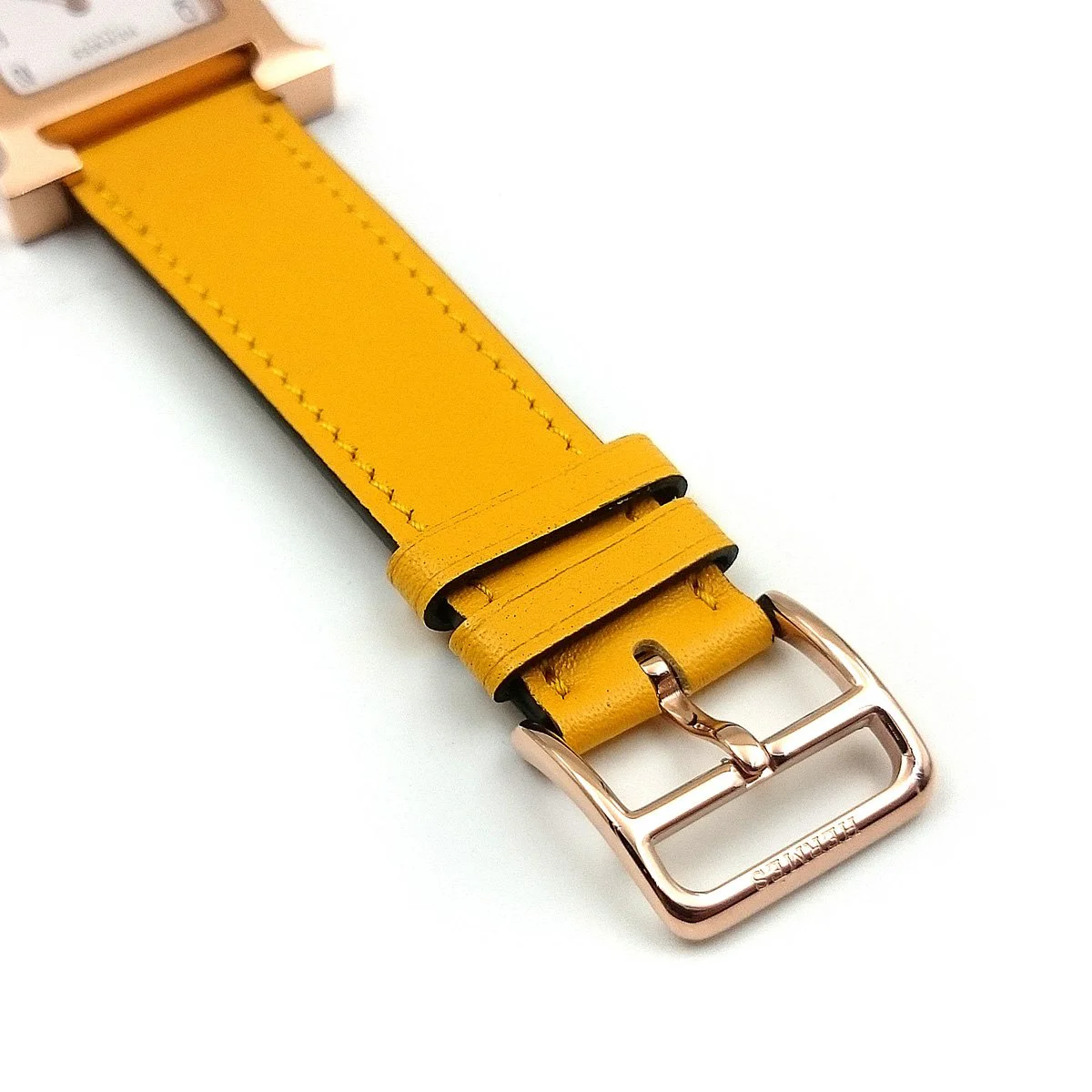 Heure H Rose Gold on Yellow Fjord Leather Strap