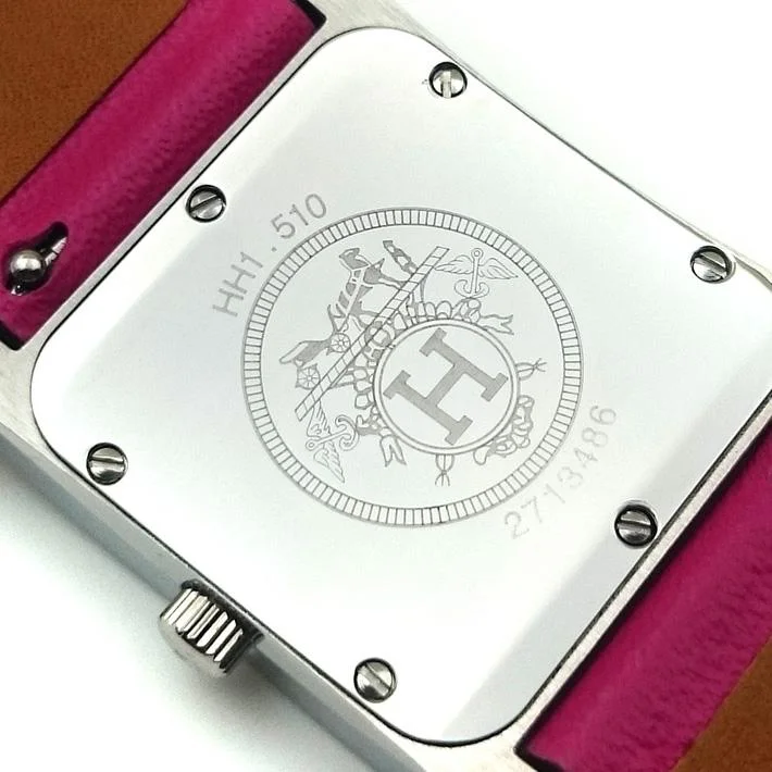 Heure H Steel with Diamond Bezel and Markers on Pink Epsom Leather Strap