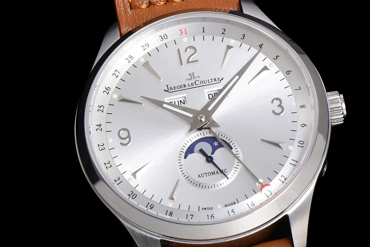 Master Calendar Silver Dial in Steel on Brown Leather Strap
