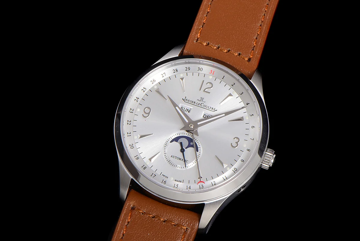 Master Calendar Silver Dial in Steel on Brown Leather Strap